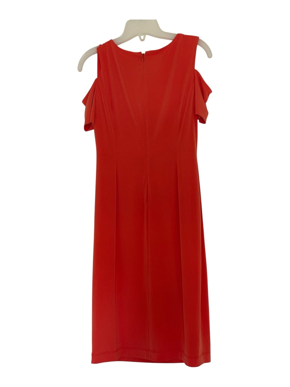 Calvin Klein Cold-Shoulder Midi Dress in Bright Orange